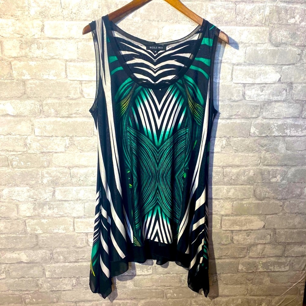Nicole.Max tropical gradient mini-bias tent dress